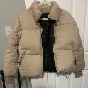 XS tan puffer jacket
